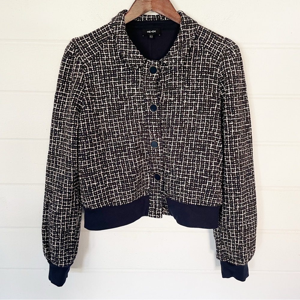 Me+Em Ponte Jacquard Rib Trim Textured Ponte Jersey Jacket Size 12 - Picture 4 of 16